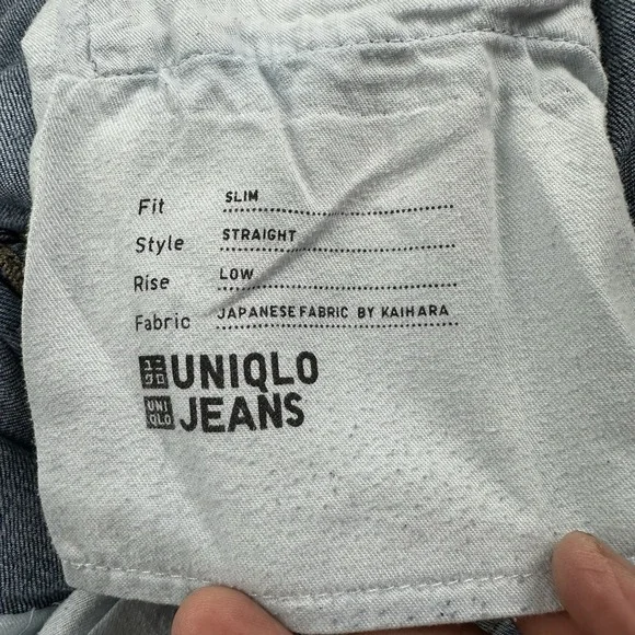 Uniqlo Kaihara Japanese Selvedge Jeans Mens 34x34 Slim Straight Light Wash Blue - Picture 9 of 12